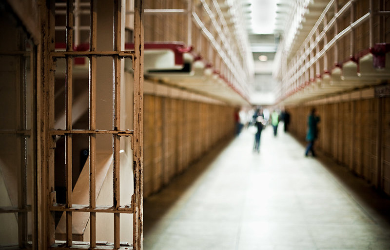 Corridor of a prison with cells