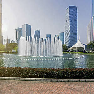 Water fountain in a park in Shanghai, China