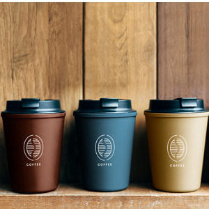 Choice of reusable coffee mugs.