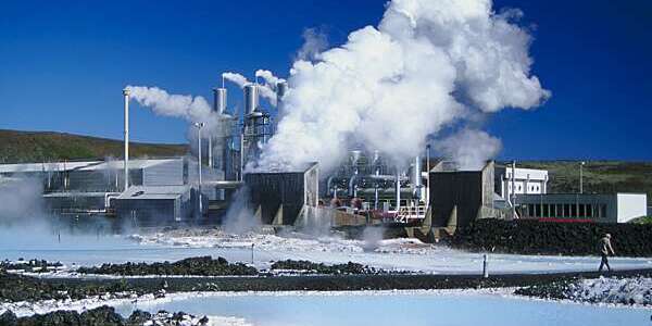 Geothermal Plant and Blue Lagoon leisure park, Iceland.